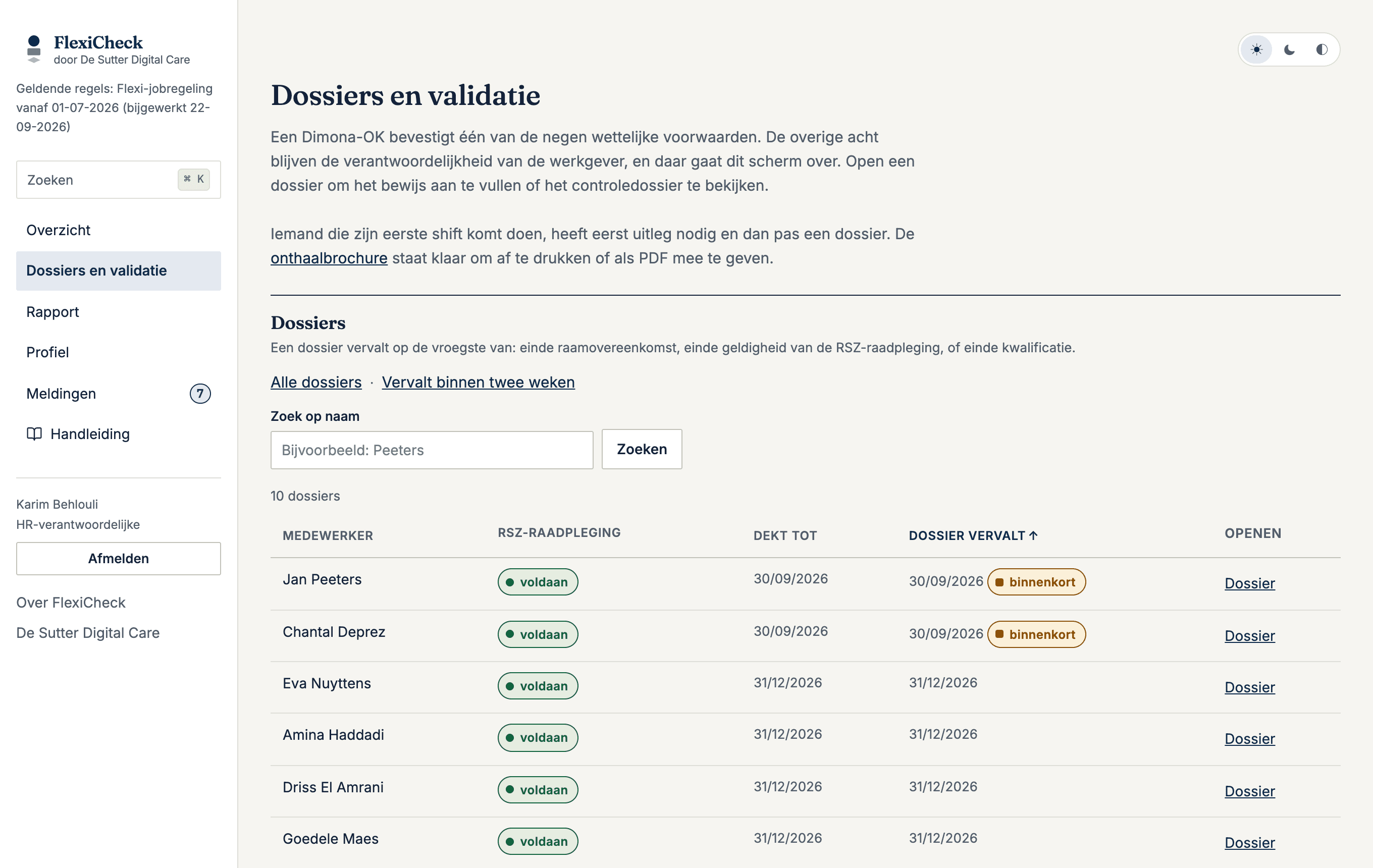 Dossiers en validatie